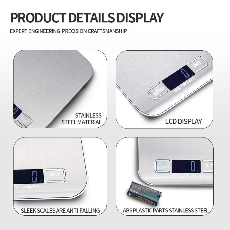 Digital Kitchen Scale 5/10kg – Waterproof With Tare Function
