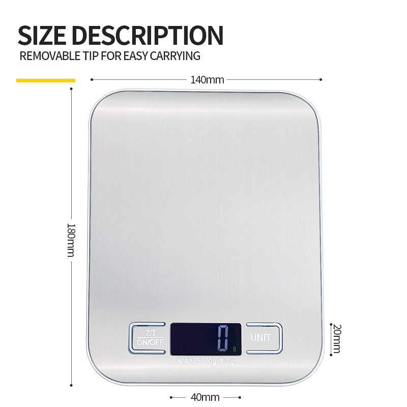 Digital Kitchen Scale 5/10kg – Waterproof With Tare Function